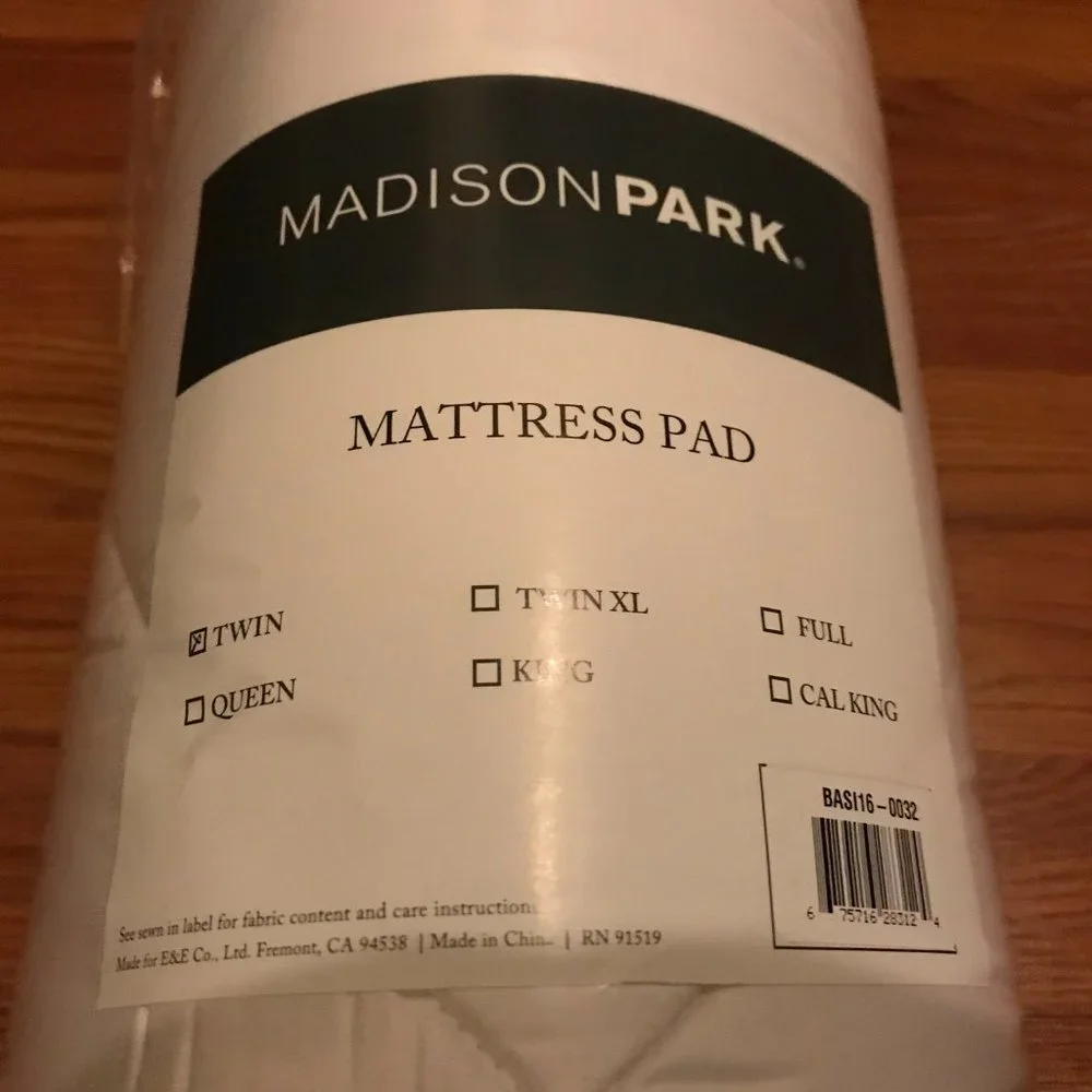 New NWT Madison Park Quiet Nights Twin Waterproof Cotton Mattress Pad